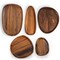 Set of 5 Acacia Wood Serving Platter and Trays, Irregular Oval Solid Wood Plates Serving Tray, Lightweight Wood Dinner Plates for Breakfast, Coffee, Tea, Snack, Plant, Housewarming Gift